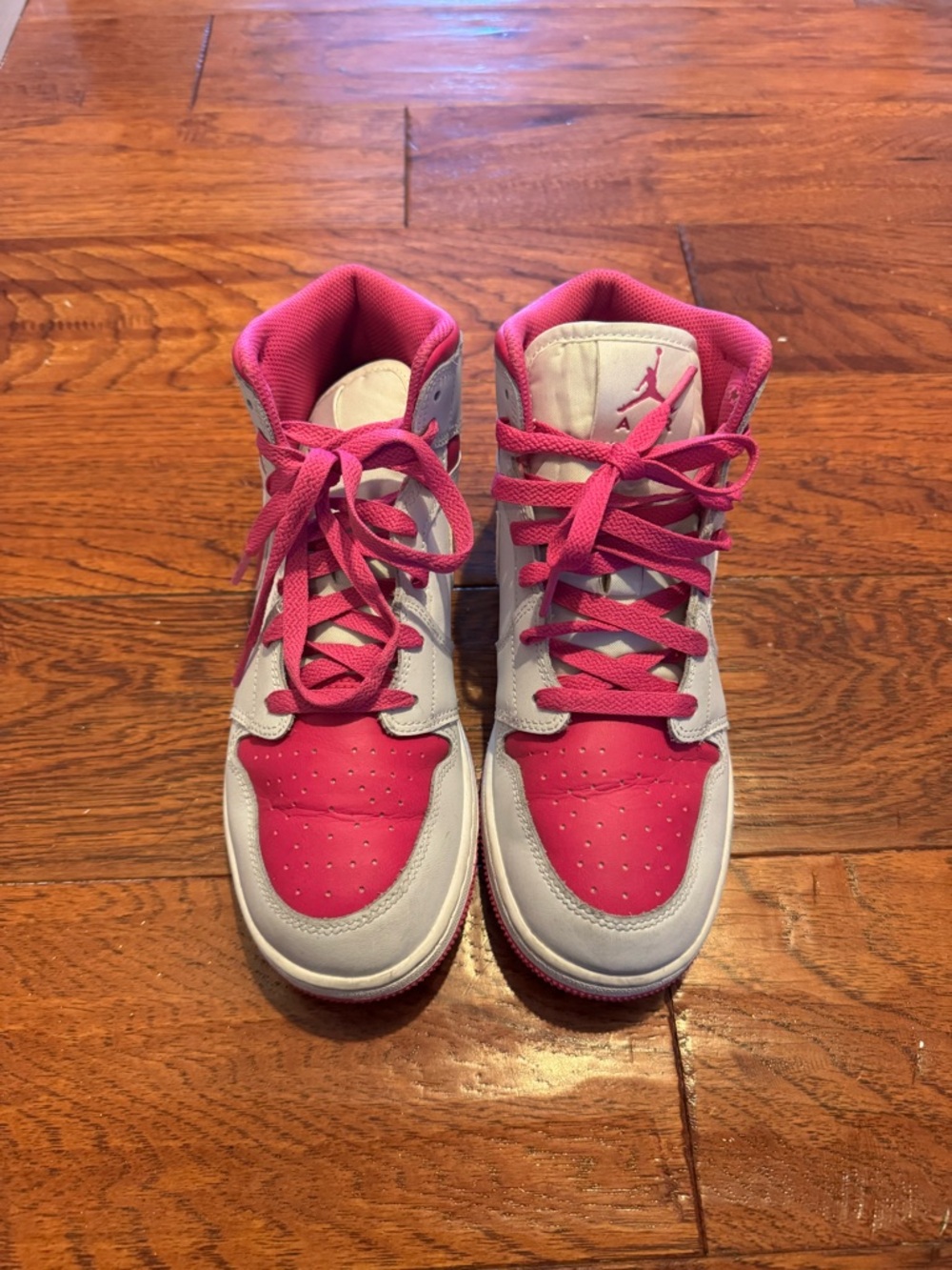 Nike Pink and White High-Top Sneakers, worn once